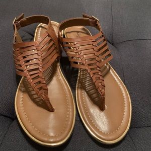 Brown and gold size 9 sandals